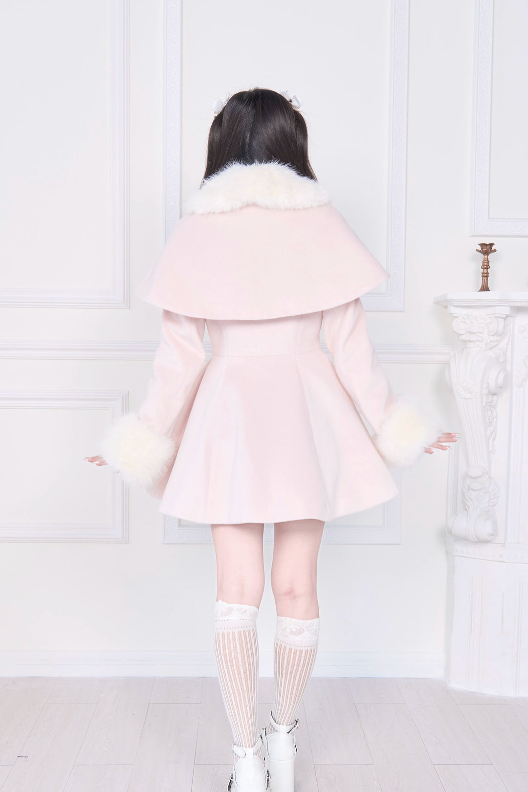 Ryousangata Winter Coat, Faux Fur, Detachable Bow & Cape 44066:794453