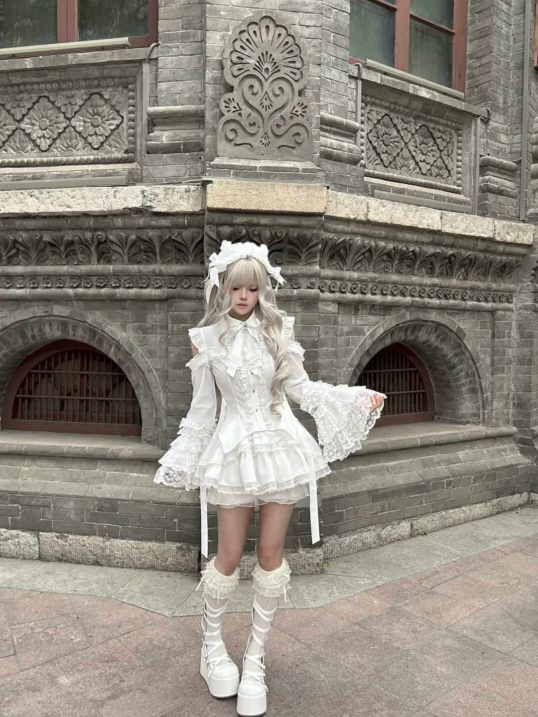 Subculture Hime Sleeve Blouse, Lace Skirt Set 45625:858398
