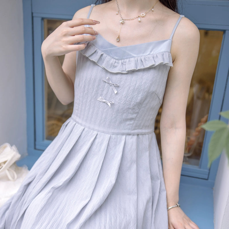 Mori Kei Strap Dress V-neck Dress With Multiple colors 36210:523696