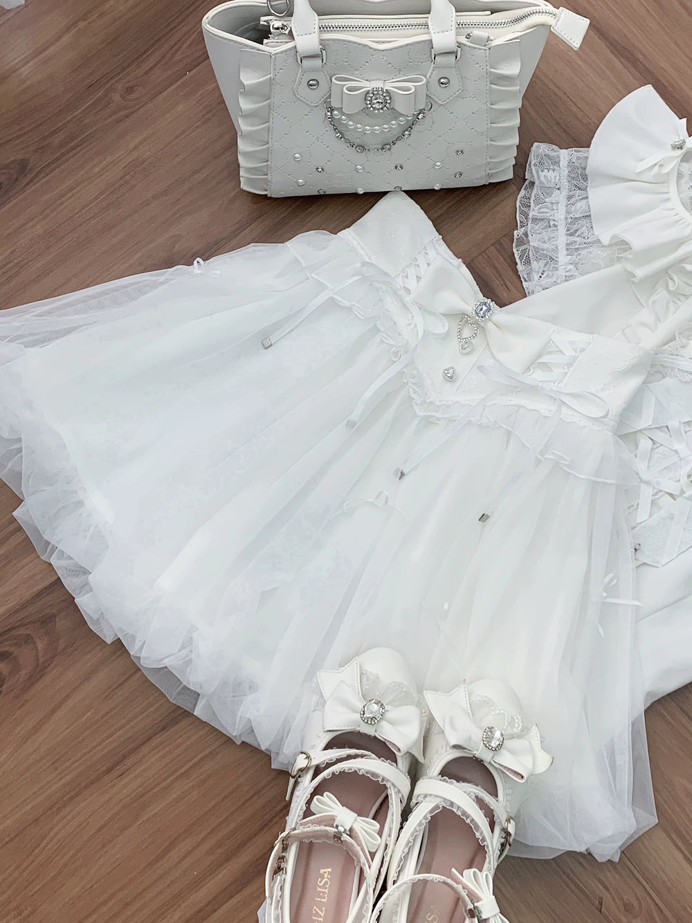 Jirai Kei Bubble Skirt, Rhinestone and Bows (L M S XL) 45192:841896
