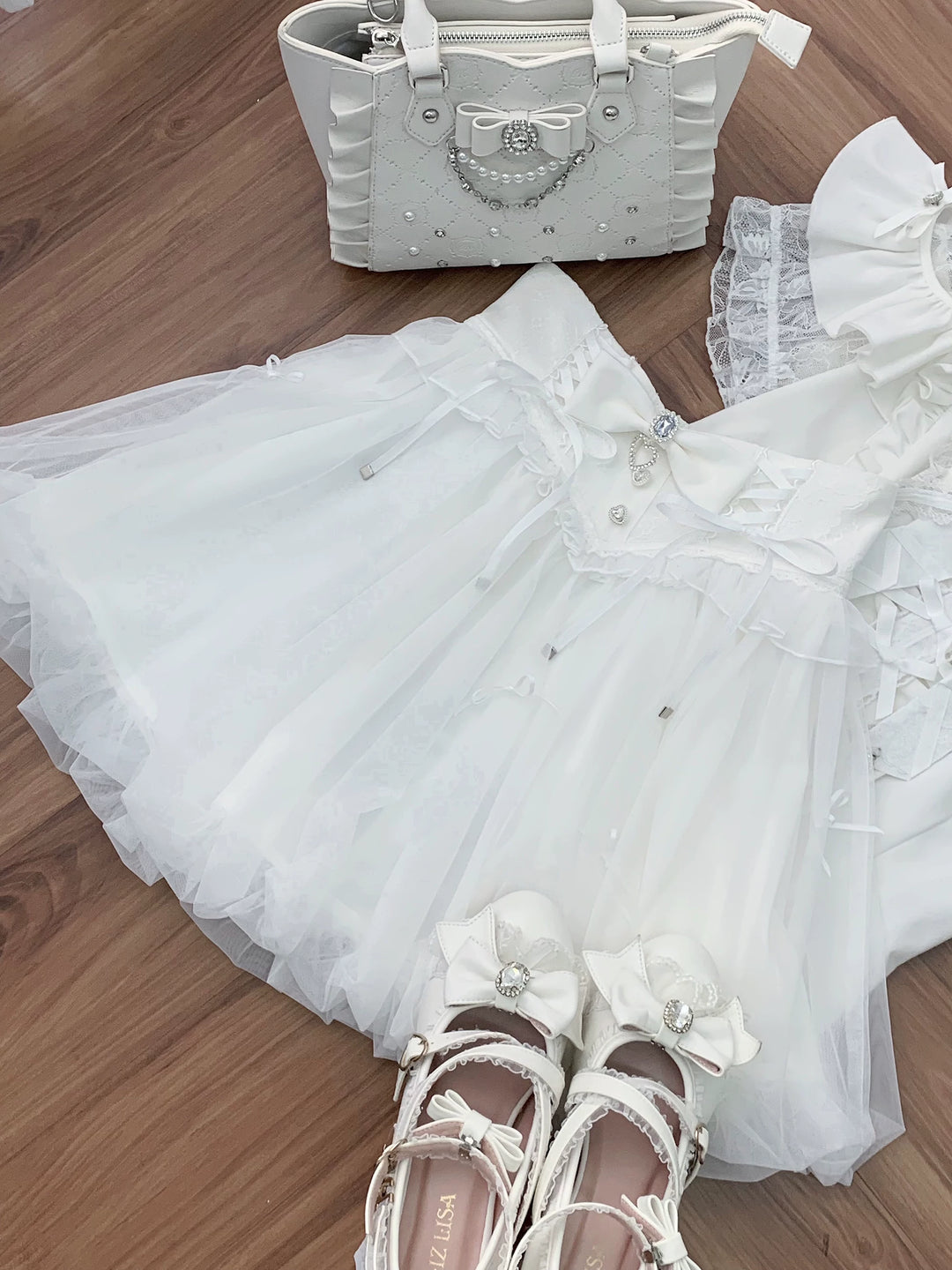 Jirai Kei Bubble Skirt, Rhinestone and Bows (L M S XL) 45192:841896