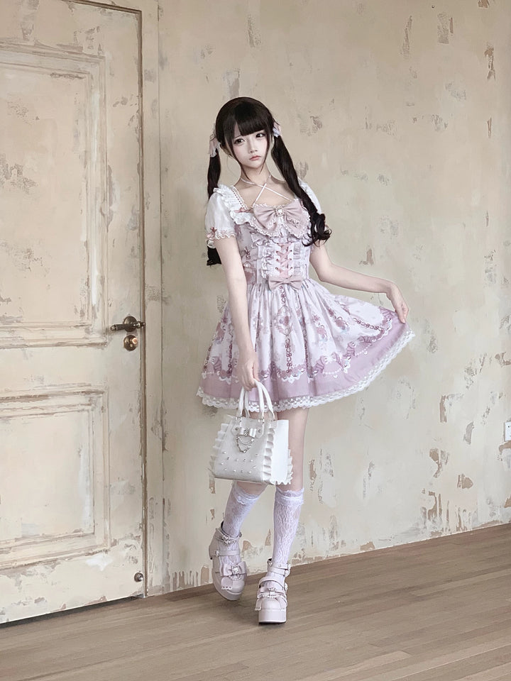 Floral Printed Ryousangata Dress, Halter Neck 45287:848650