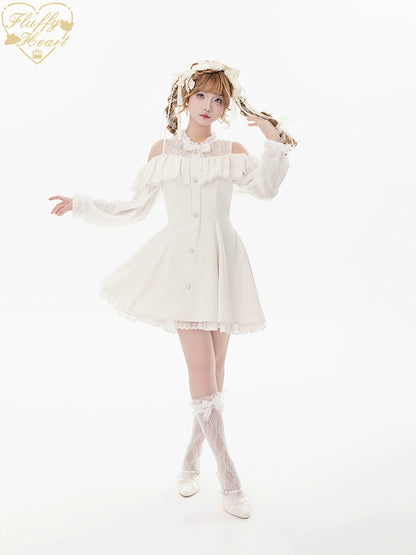 Jirai Kei Dress Set Ryousangata Dress Drop Shoulder Dress 37122:552024