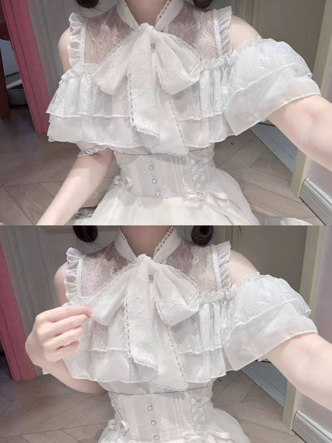 Summer Jirai Kei Outfit, Chest Lace Flounce Hem 45699:858969