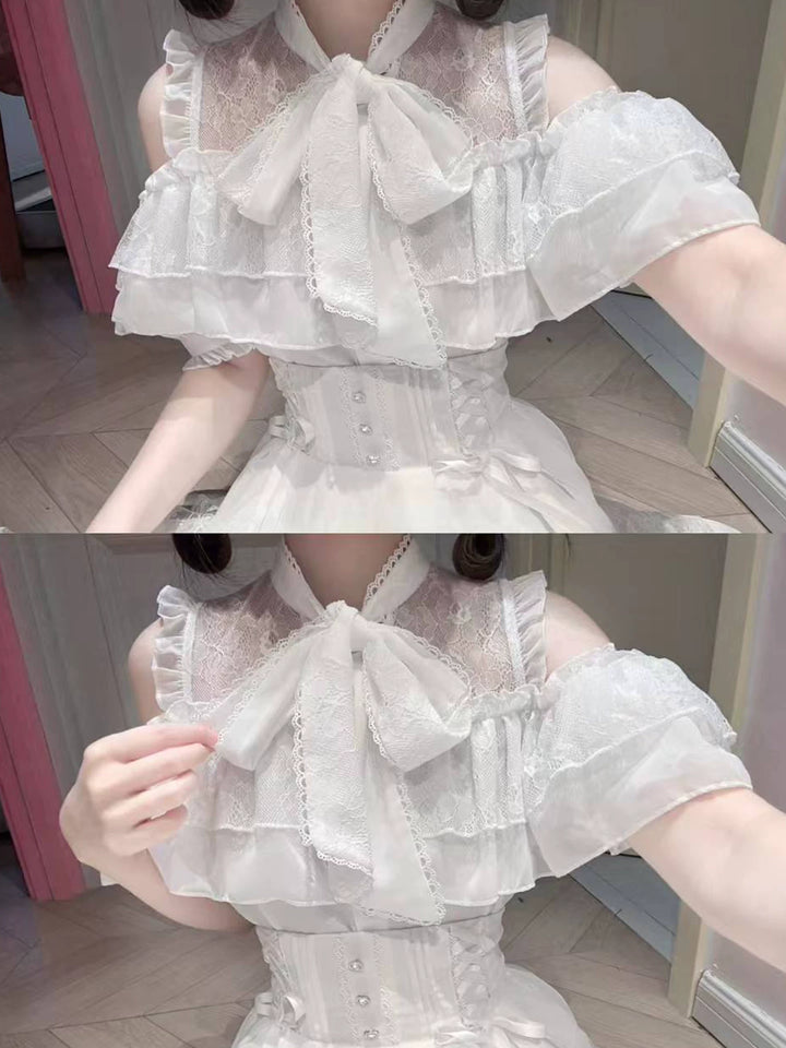 Summer Jirai Kei Outfit, Chest Lace Flounce Hem 45699:858969