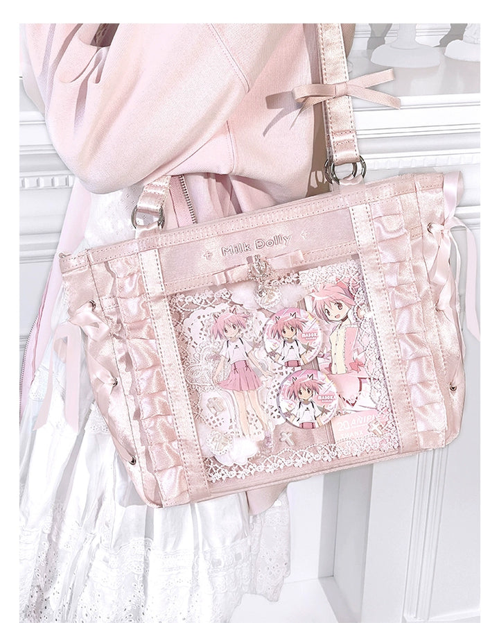Large-Capacity Ita Bag, Clear Window Front + Rhinestones 43231:779303