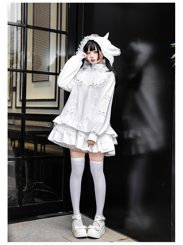 Jirai Kei Hoodie Jacket with Detachable Animal Ears & Doll Bag 42491:742002