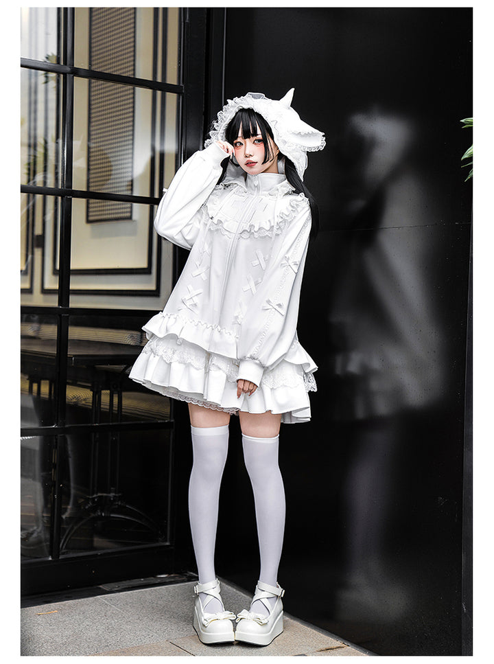 Jirai Kei Hoodie Jacket with Detachable Animal Ears & Doll Bag 42491:742002