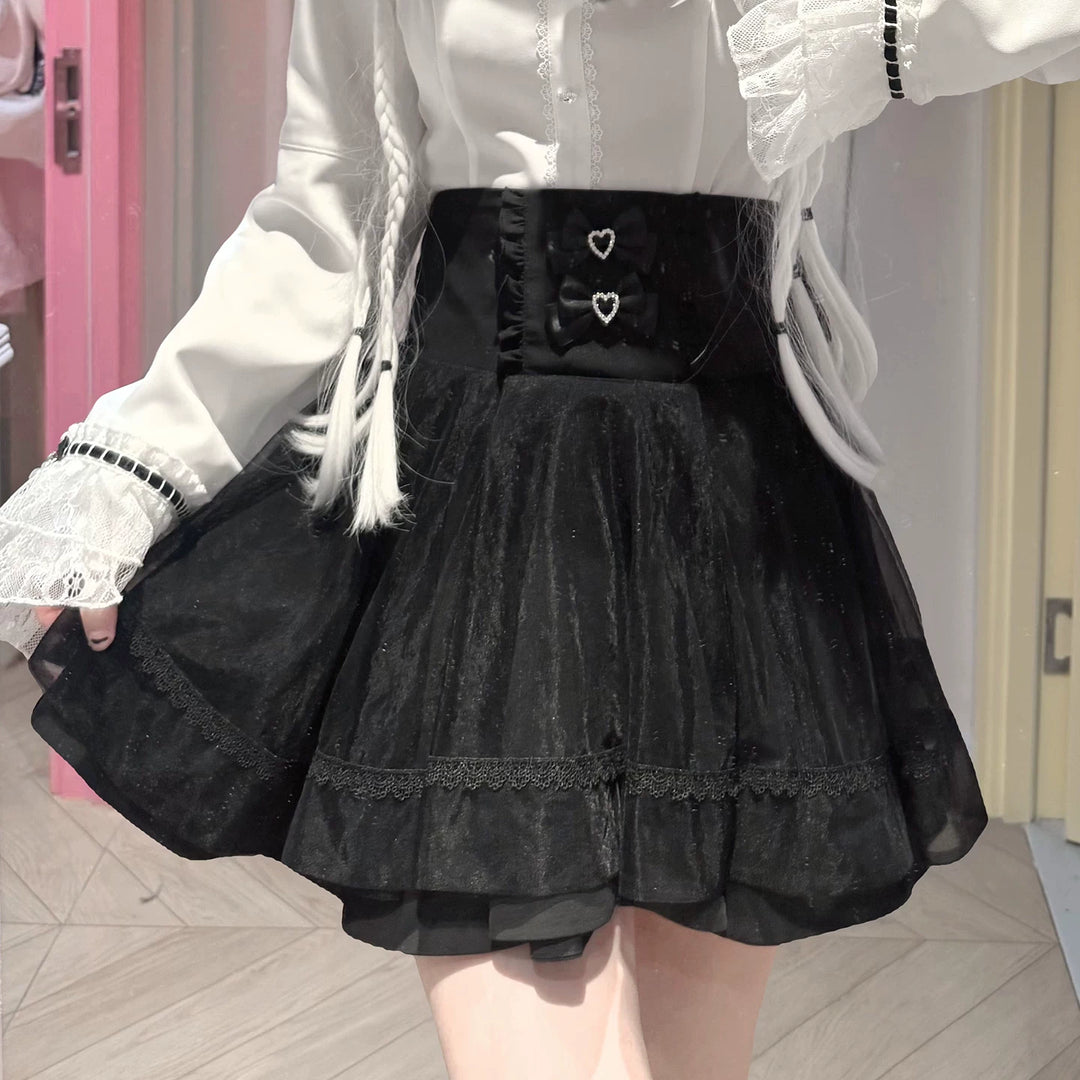 Jirai Kei Flared Sleeve Blouse, Double-Layered Skirt (2XL 3XL 4XL L M S XL) 45260:842947
