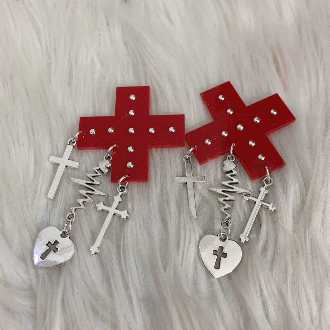 Jirai Kei Punk Hair Clips Subculture Cross Pendant Hair Clip 29272:357904