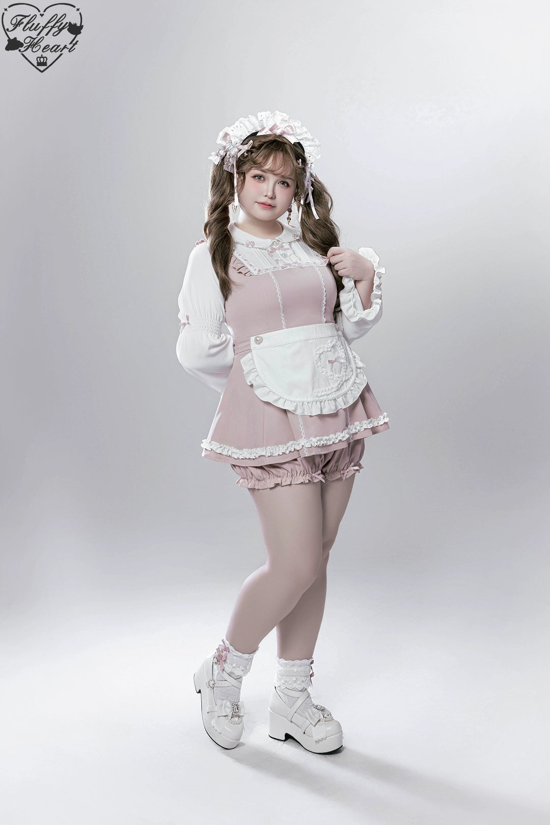 【Fluffy Heart】橱窗人偶日系女仆感可拆卸围裙萌系套装 现货 44119:796770