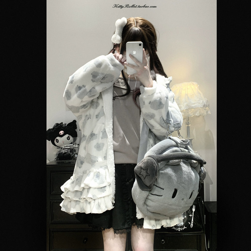 Kawaii Winter Coat, Skirt-Inspired Hem 44067:795121
