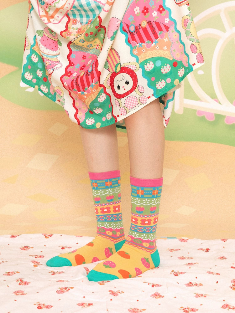 Kawaii Strawberry Cotton Socks Mid-Calf Socks 22744:354504 22744:354504