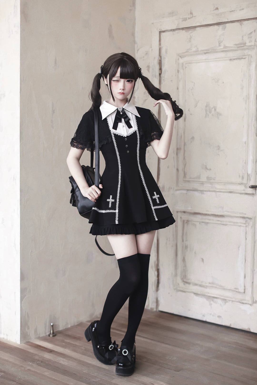 Jirai Kei Dress Set, Built-In Shawl 45104:834990