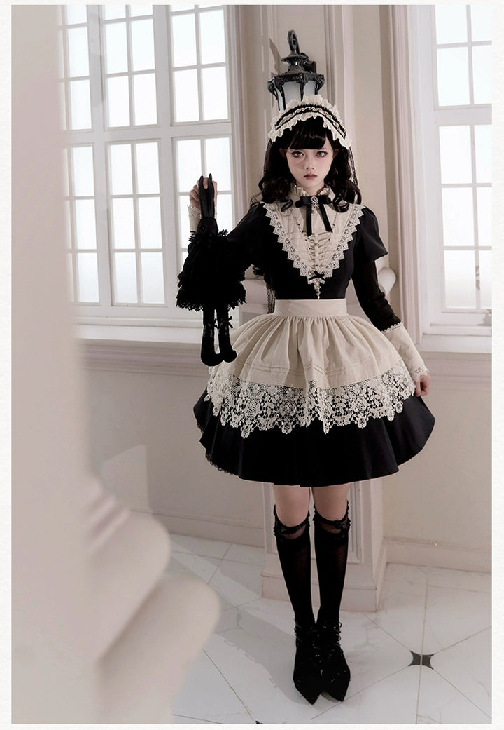 Gothic Dress Set Nun Black Short And Long OP Dress 39468:637524