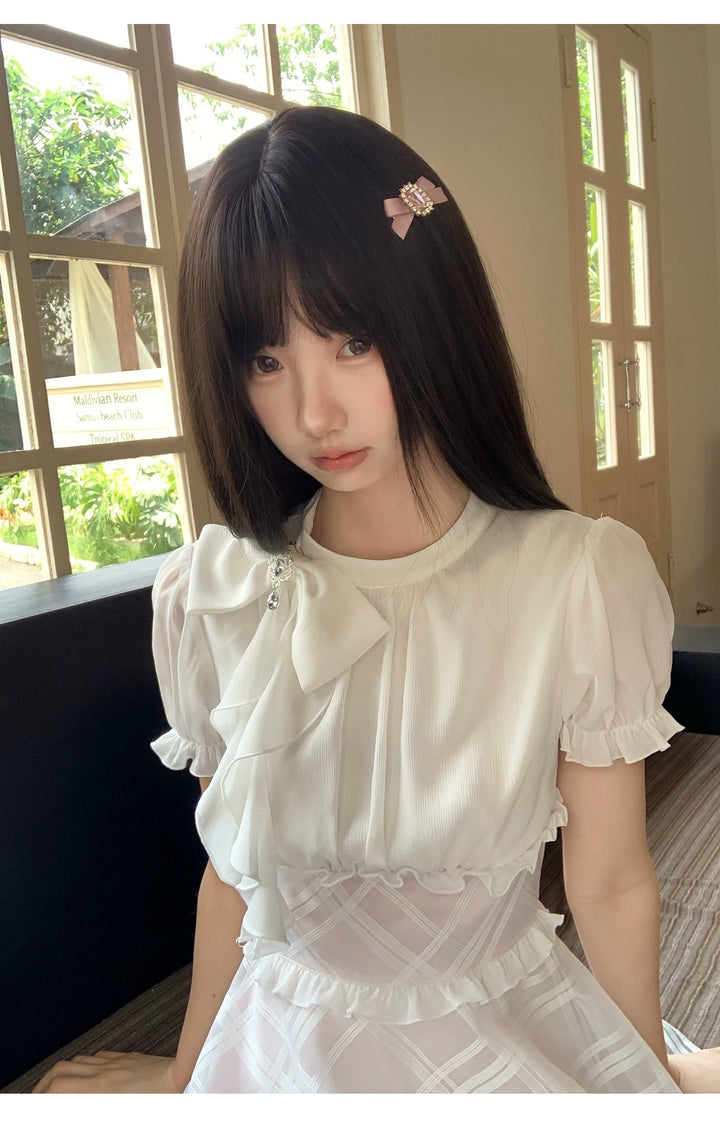 Seiso Kei High Waist Dress, Diamond Grid Tulle Hem 45623:858543