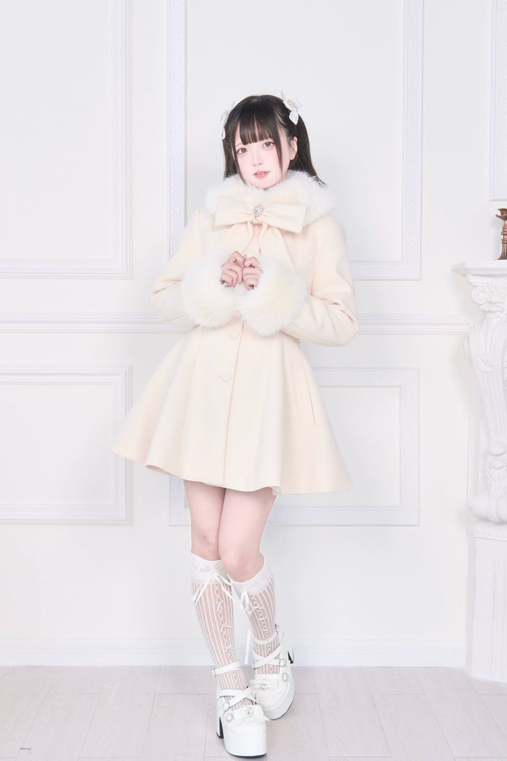 Ryousangata Winter Coat, Faux Fur, Detachable Bow & Cape 44066:794456