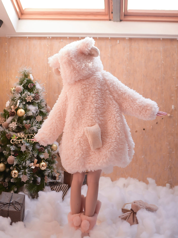 Kawaii Winter Coat Sheep Horn Hooded Coat Plush Coat 41060:685292