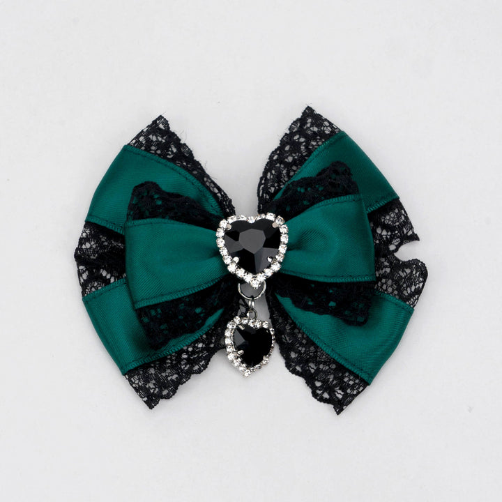 13-Color Jirai Kei Subculture Lace Rhinestone Bow Hair Clip 21590:310934