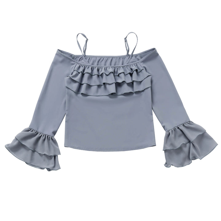 Elegant Outfit Set Chiffon Blouse Suspender Skirt Set (L M S) 40238:663504