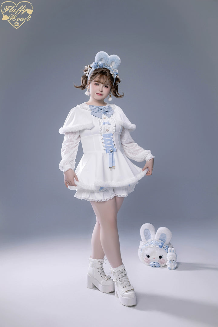 IP Collab Jirai Kei Dress Set, Detachable Fluffy Cape 44146:798061