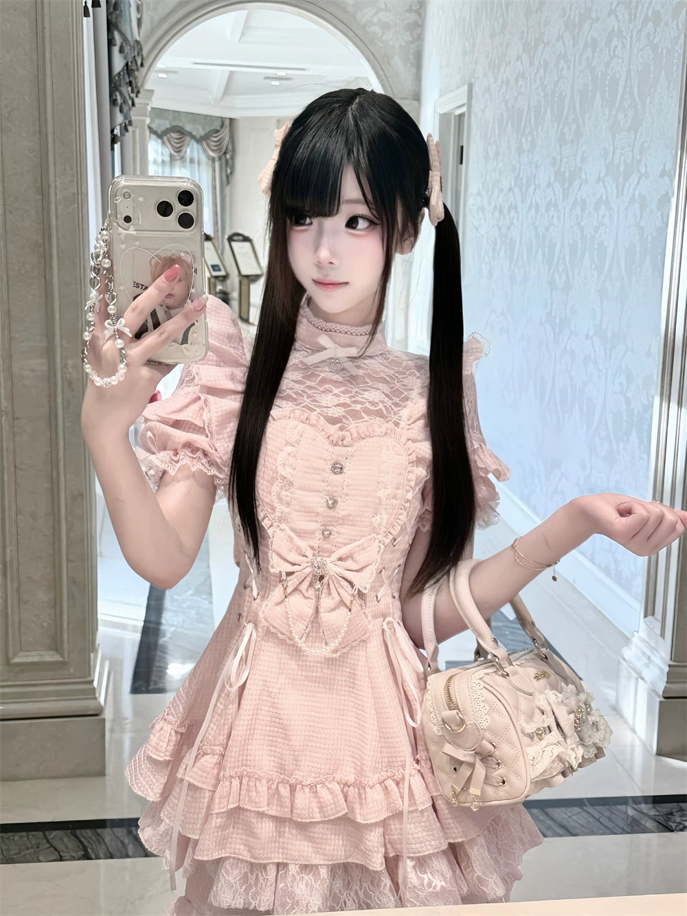 Ryousangata Dress and Shorts Set, Heart & Lace 45812:862914