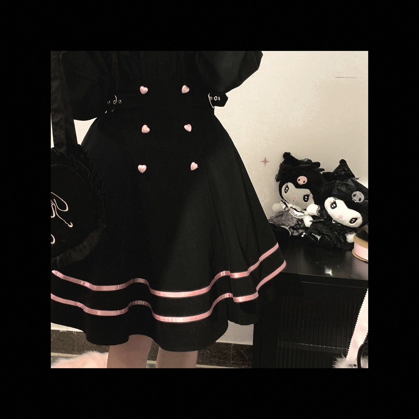 Jirai Kei Skirt Sweet Solid Color Strap Skirt 29540:487222
