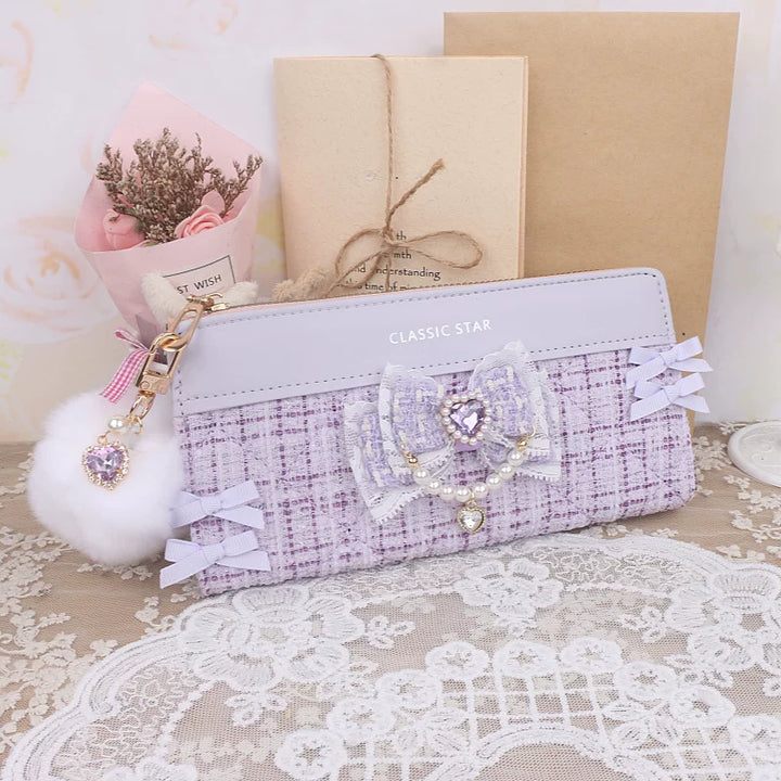Ryousangata Rhinestone Wallet, Pom-Pom Pendant 45068:839568