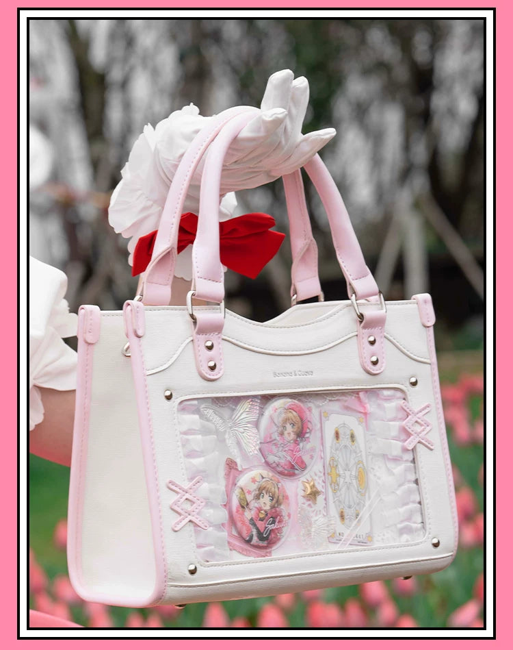 Y2K Square Shaped Ita Bag, Clear Window & Star Chain 45418:848164