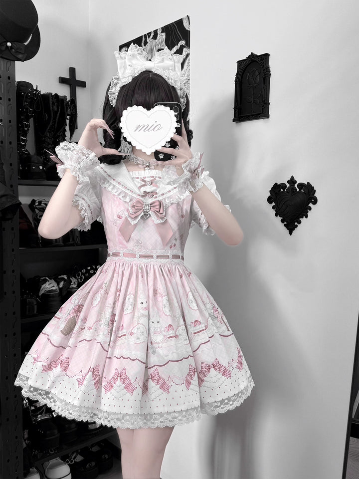 Ryousangata Dress Set, Bunny and Strawberry Dessert Prints 44783:836677