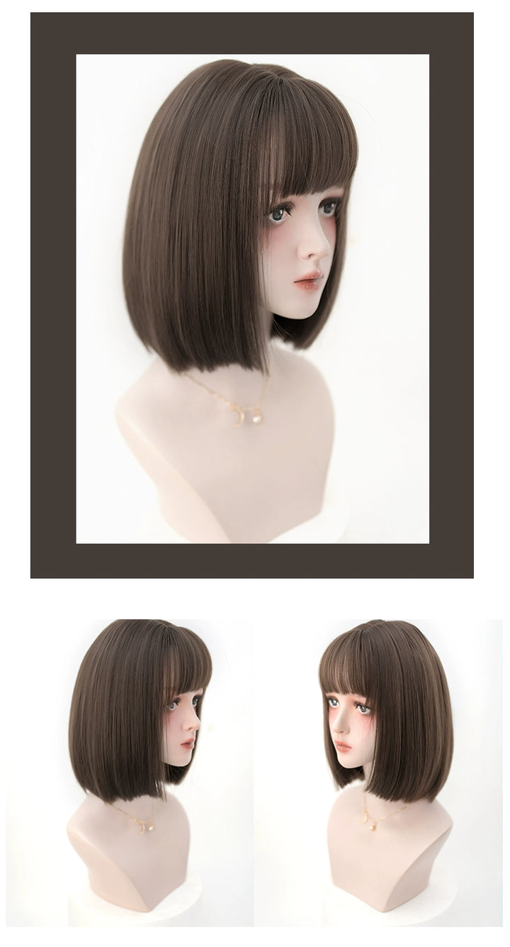 Lolita Wig Short Bob Natural Bangs Cute Wigs 35940:507738