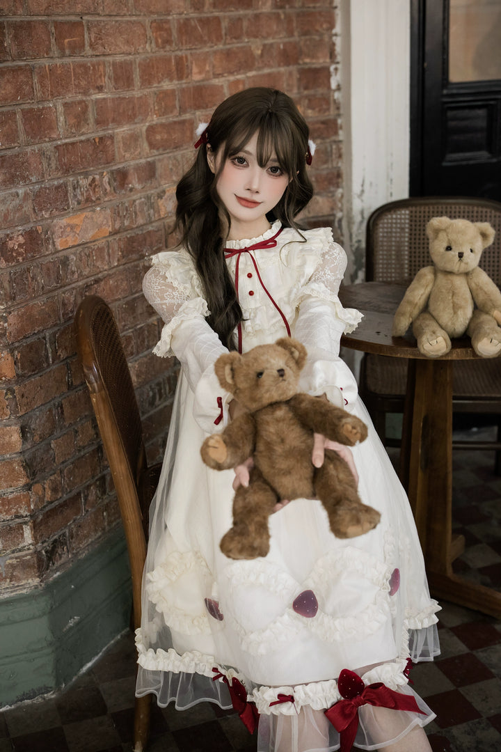 A-Line Daily Lolita OP Dress, Strawberry Accents 44324:805681