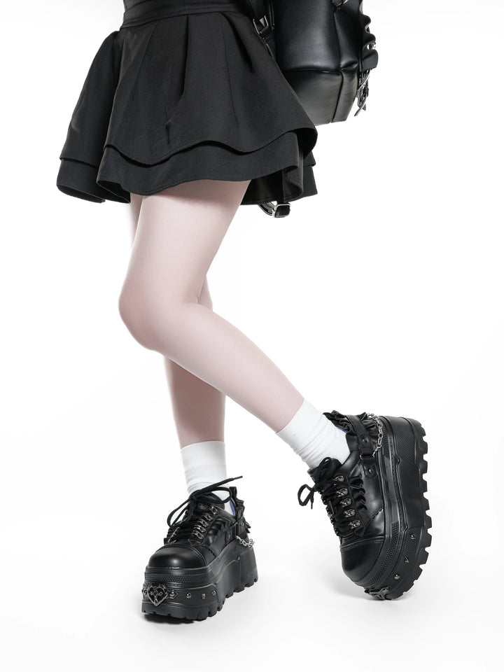 Punk Platform Shoes, Cross Accent & Detachable Heel Chains 45950:872309