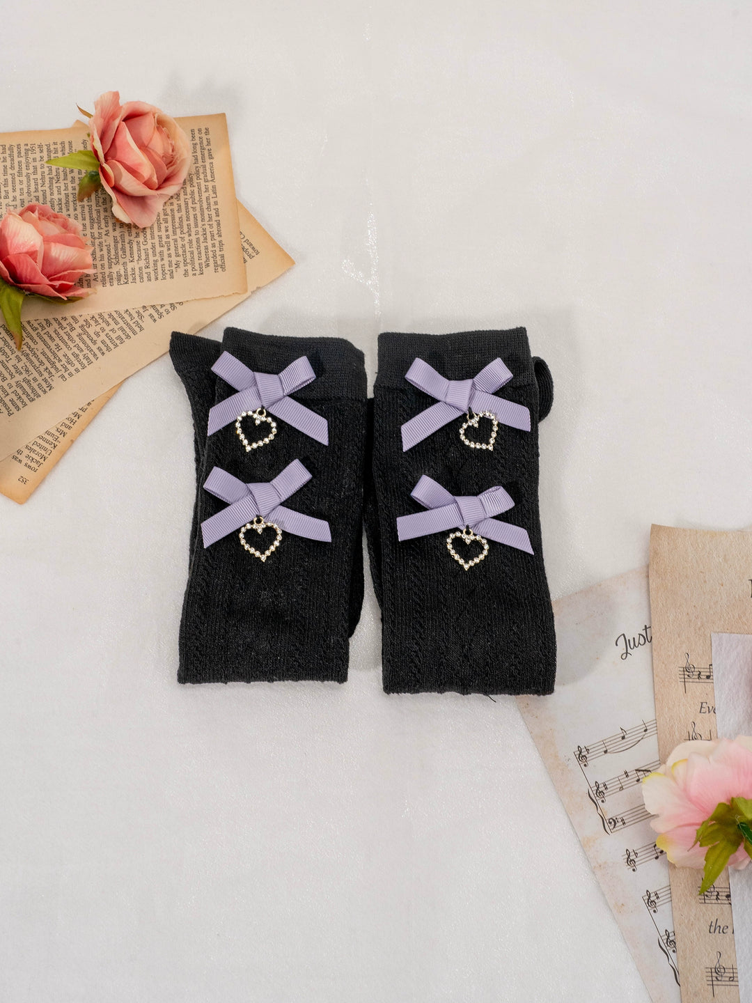 Kawaii Heart Bow Thigh High Socks Multicolor 21556:309410 21556:309410