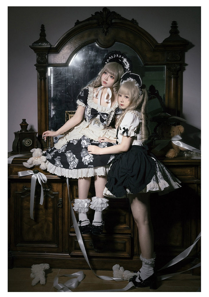 Vintage Lolita OP Dress With Embroidery And Doll Print 39472:641500