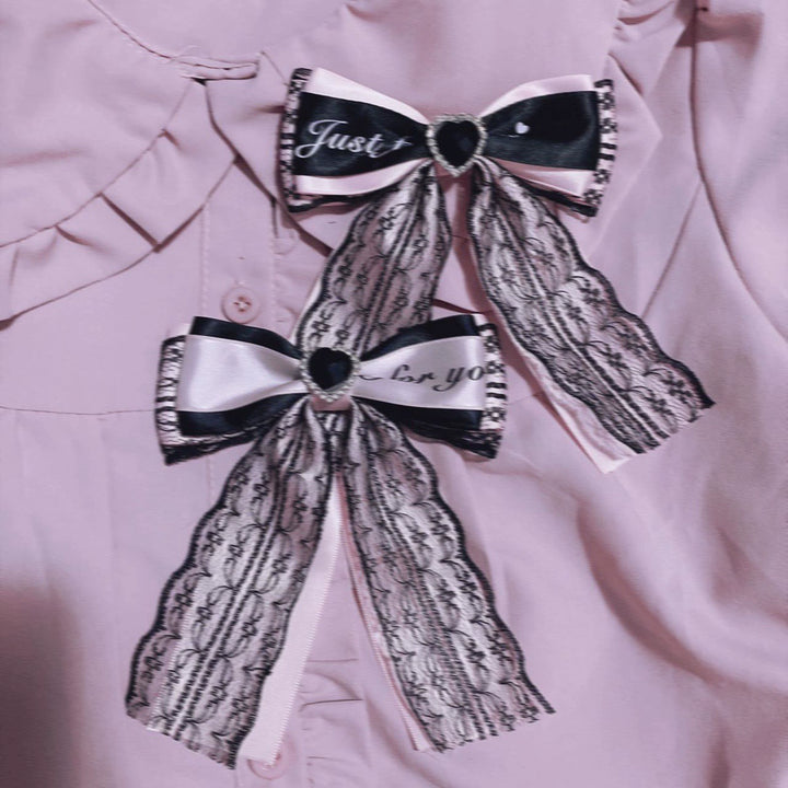 Jirai Kei Black Pink Bow Tie Hair Clip 29320:355740 29320:355740