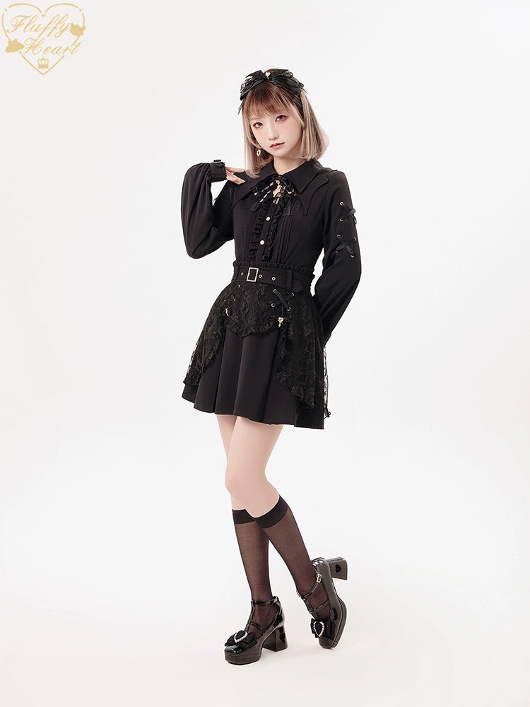 Jirai Kei Black Purple Skirt With Double Layer 21940:350864