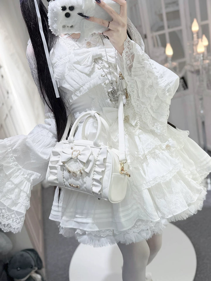 Jirai Kei 2-Way Handbag, Bow-Pearl Side Charm 44558:813665