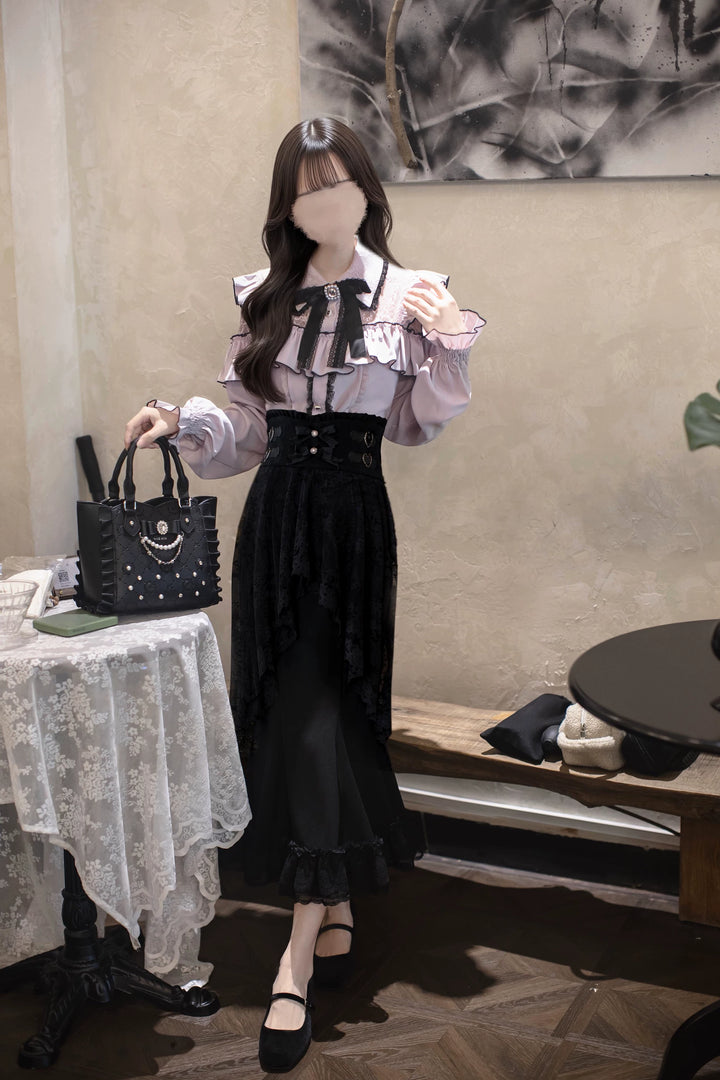 Seiso Kei Pink Blouse & Mermaid Skirt, Lace & Ruffles 45933:870753