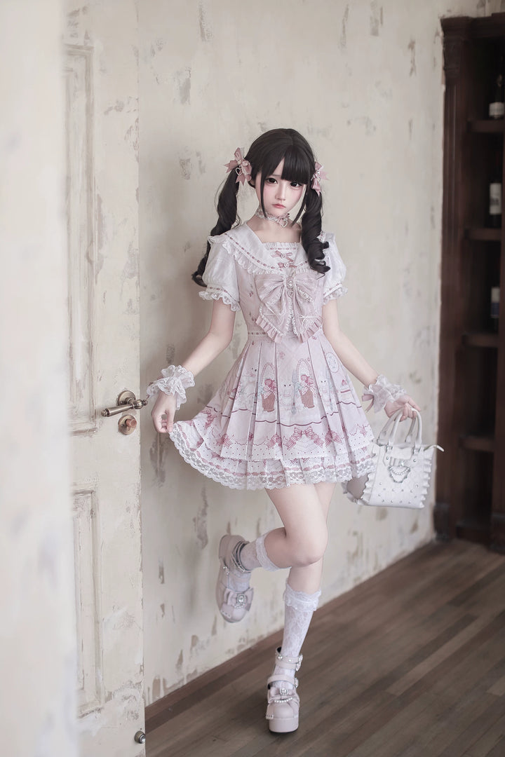 Ryousangata Dress Set, Strawberry & Bunny Print 44948:831264