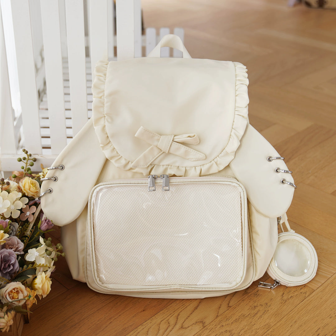 Kawaii Itabag Dual-Shoulder Backpack Bunny Ear Bag (Beige) 40110:670280