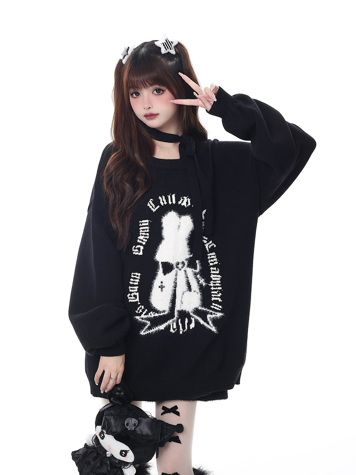 Jirai Kei Sweater Christmas Pullover Lantern Sleeve Sweater 39552:632998