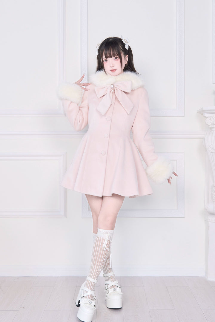 Ryousangata Winter Coat, Faux Fur, Detachable Bow & Cape 44066:794458