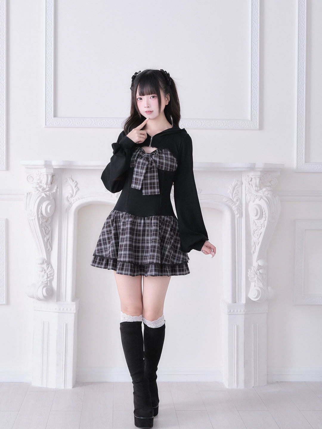 Jirai Kei One-Piece Dress, Hoodie-Inspired 44816:823049