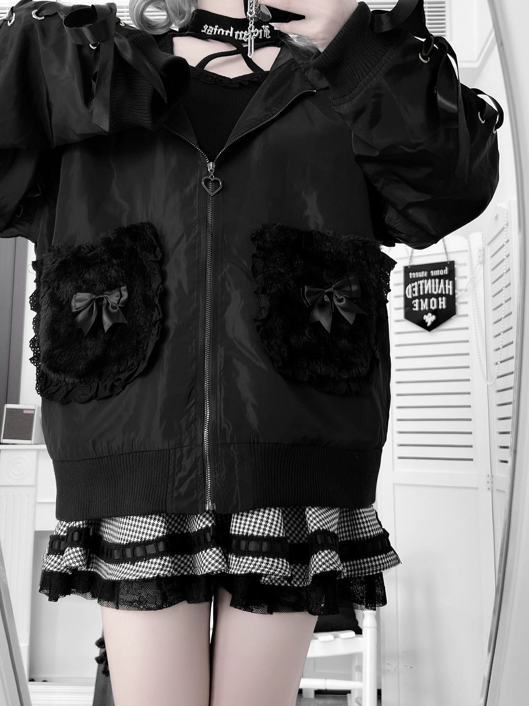 Bunny Ear Jirai Kei Coat, Plush Pockets 43754:784949