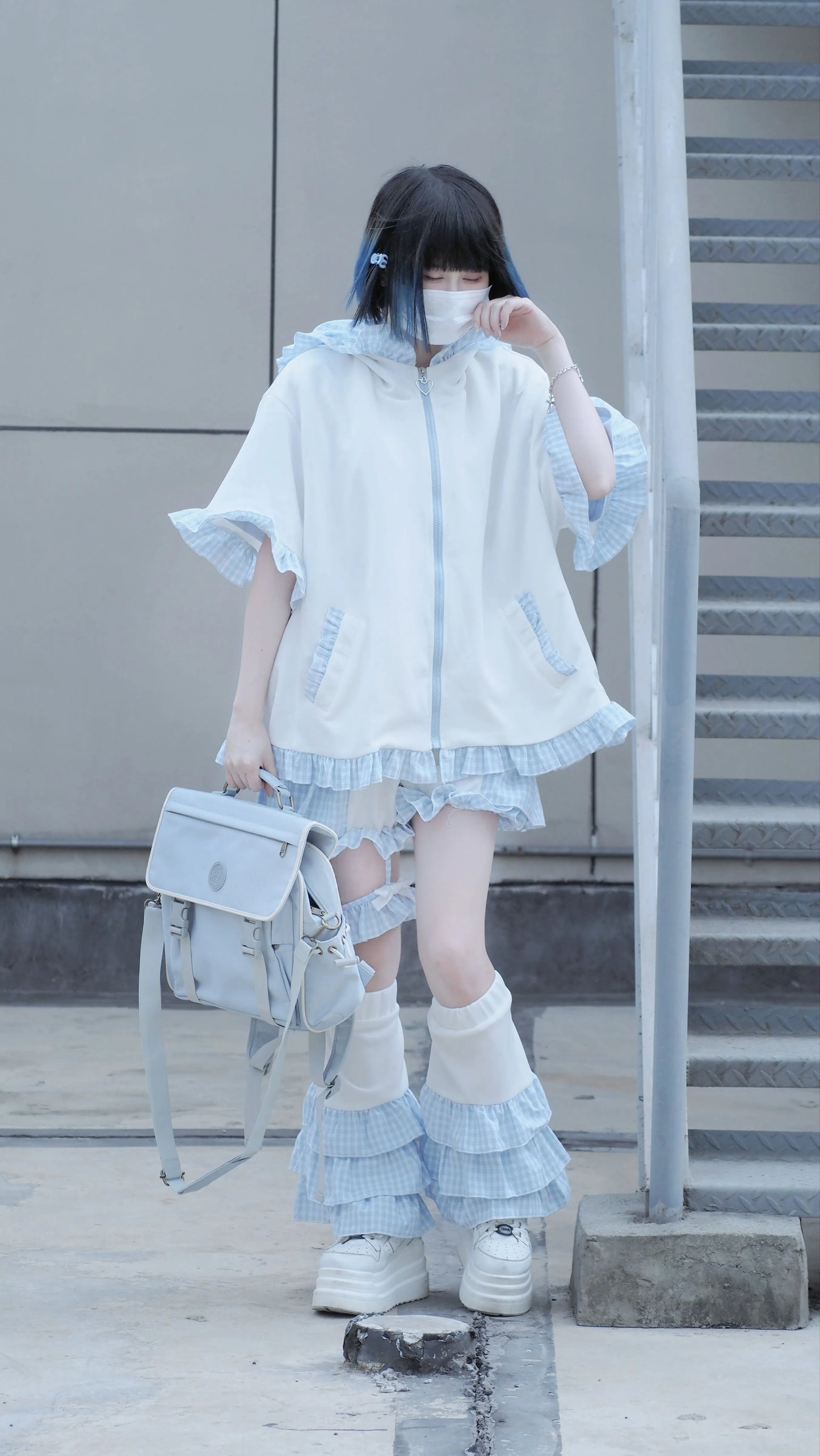 Tenshi Kaiwai Outfit Set Blue Short Sleeve Coat Set 37566:563378