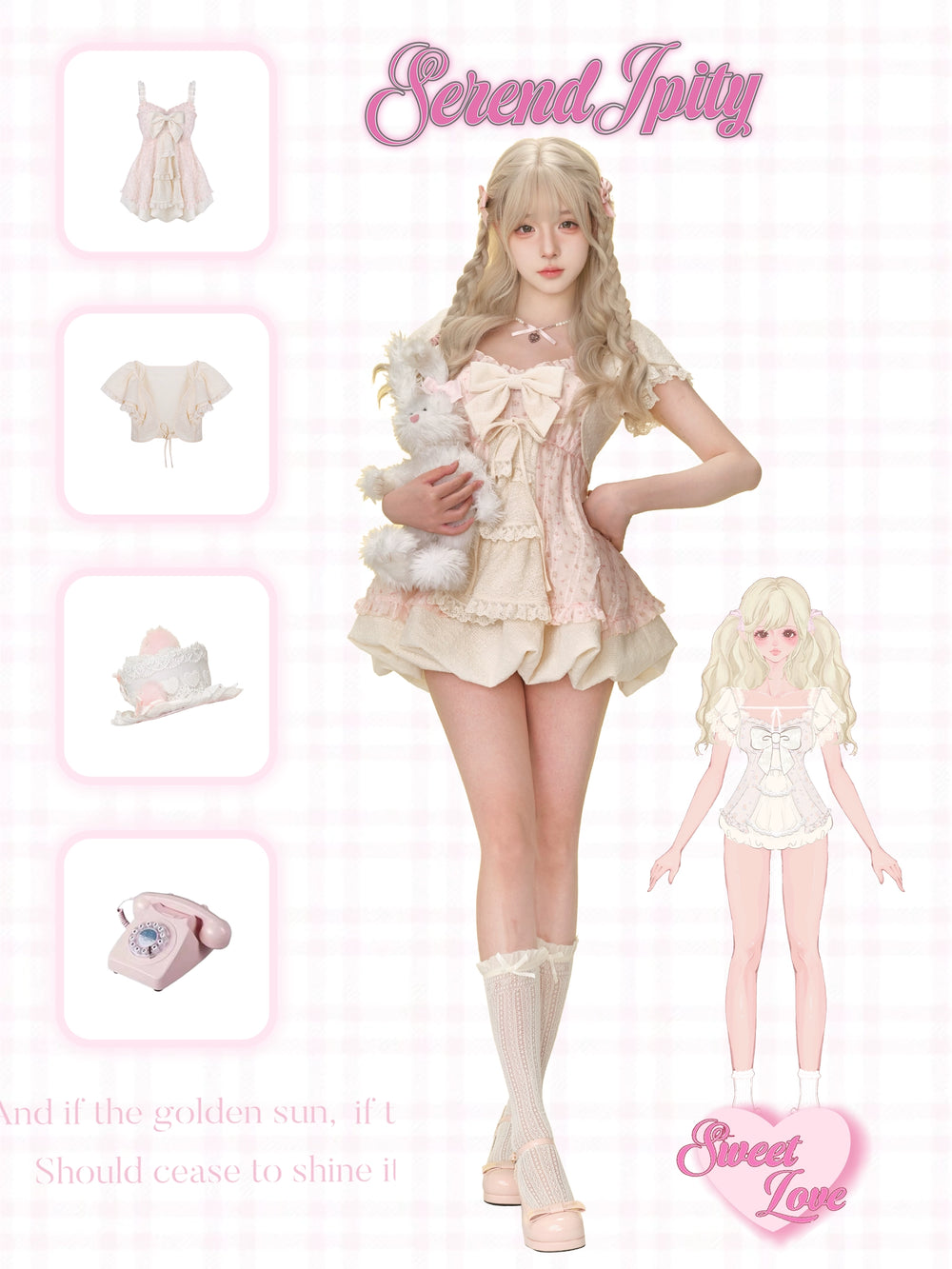 Cottagecore Gyaru Suit, Floral Lace Dress + Bolero 43434:780053