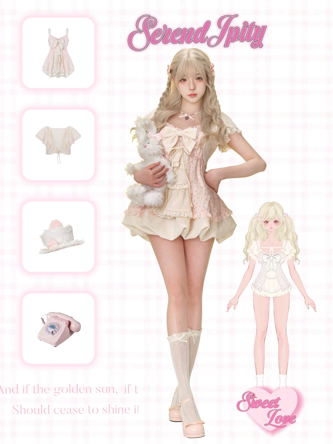 Cottagecore Gyaru Suit, Floral Lace Dress + Bolero 43434:780053