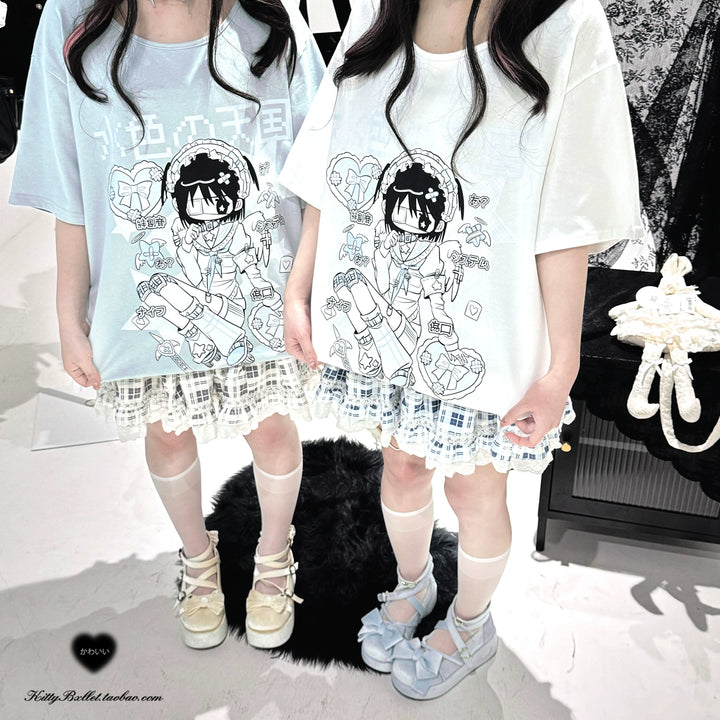 Oversize Jirai Kei T-shirt Short-sleeved Top 38318:598454