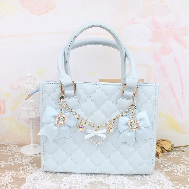 Ryousangata Bag Chain & Bow Charm, Heart-Shaped Rhinestone 45075:839487